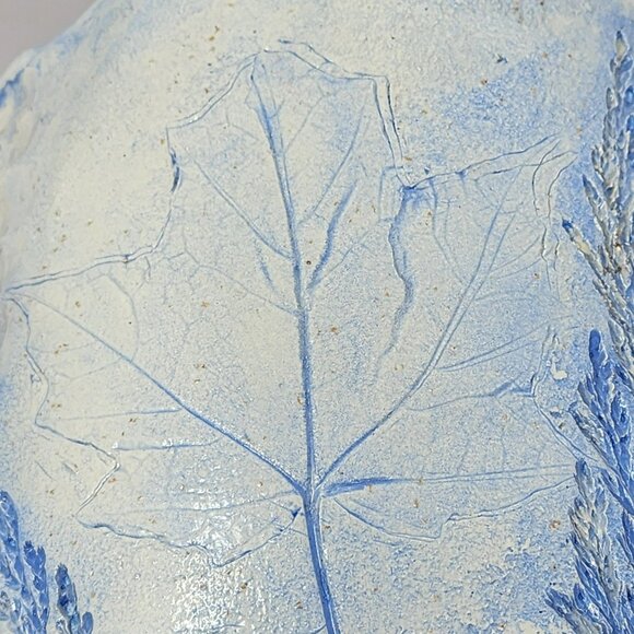 Vintage Hand Made Blue Leaf & Fern Wall Hanging Art Piece Ceramic - Picture 7 of 9